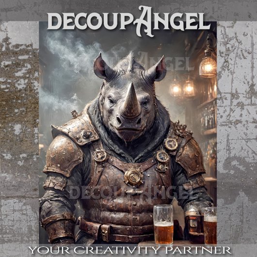 Rhino Warrior Drink Ber - Decoupage - Seidenpapier