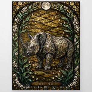 Rhino-Wasserstelle Illumina-Buntglas Postkarte