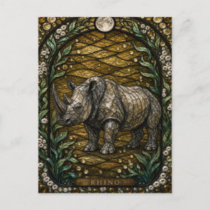 Rhino-Wasserstelle Illumina-Buntglas Postkarte