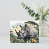 Rhino Watercolor Postkarte (Stehend Vorderseite)
