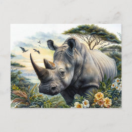 Rhino Watercolor Postkarte