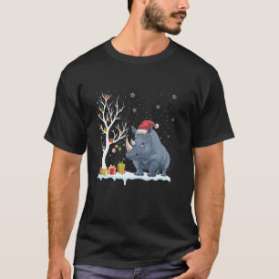 Rhino Weihnachtsmannmütze Festlicher Baum T-Shirt