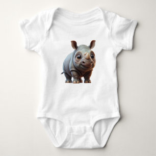 Rhino-Zeichentrickdesign für einen schönen Cartoon Baby Strampler