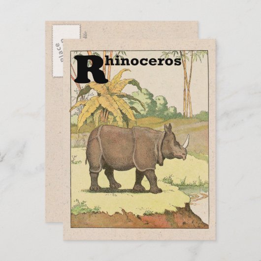 Rhinoceros Alphabet Animal Postkarte (Vorne/Hinten)