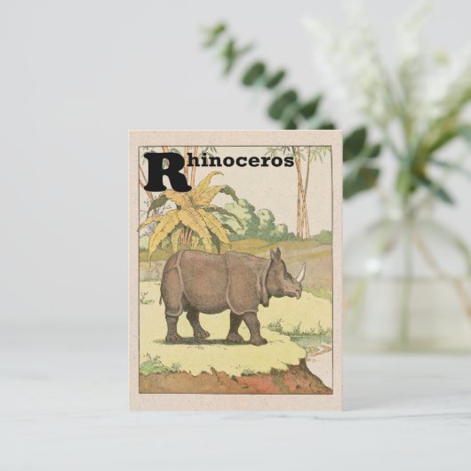 Rhinoceros Alphabet Animal Postkarte (Stehend Vorderseite)