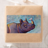 Rhinoceros Art Kleiner Vogeltratsch lustiges Gemäl (Insitu)