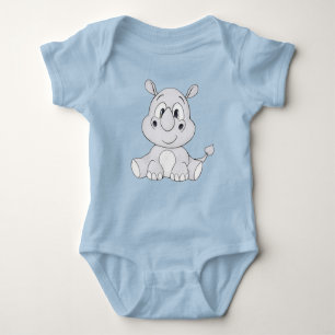 Rhinoceros Cartoon Graphic Baby Bodysuit Baby Strampler