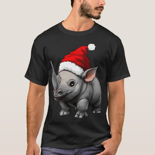 Rhinoceros Christmas / Santa Claus Rhino T-Shirt (Vorderseite)