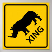 Rhinoceros Crossing Highway-Zeichen Poster (Vorne)