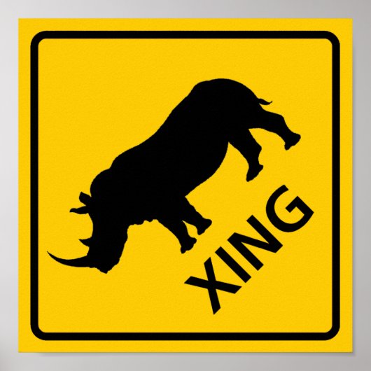 Rhinoceros Crossing Highway-Zeichen Poster (Vorne)
