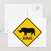 Rhinoceros Crossing Highway-Zeichen Postkarte (Vorne/Hinten)