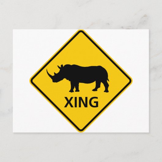 Rhinoceros Crossing Highway-Zeichen Postkarte (Vorderseite)