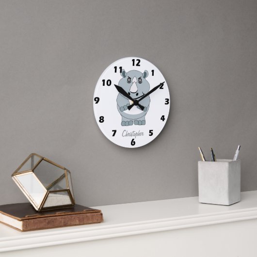 Rhinoceros-Design personalisiert Runde Wanduhr (Büro)