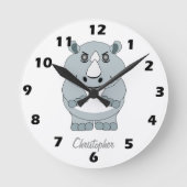 Rhinoceros-Design personalisiert Runde Wanduhr (Vorderseite)