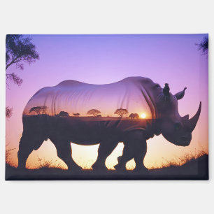 Rhinoceros Doppelexposition Tierschutzwald Magnet