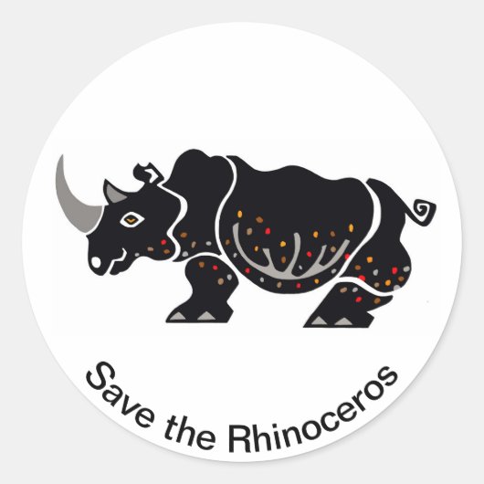 RHINOCEROS - Erhaltung - Afrika gerettet Runder Aufkleber (Vorderseite)