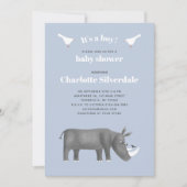 Rhinoceros Es ist eine Baby-Dusche Einladung (Vorderseite)