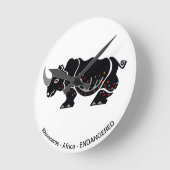 RHINOCEROS - Gefährdete Tiere - Erhaltung Runde Wanduhr (Winkel)