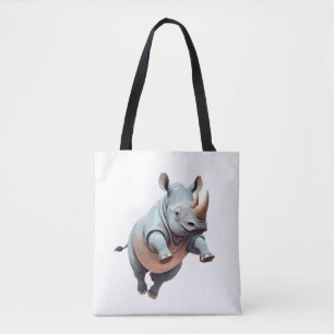 Rhinoceros glücklich spielerischer Spaß beim Sprin Tasche