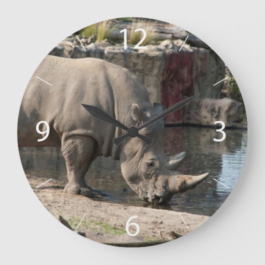 Rhinoceros Große Wanduhr (Vorderseite)