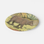 Rhinoceros Happy Birthday Party Pappteller (Schrägansicht)