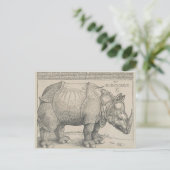 Rhinoceros, Holzschnitt von Albrecht Durer Postkarte (Stehend Vorderseite)