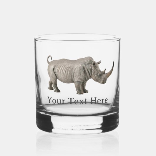 Rhinoceros Illustration Rhino Benutzerdefinierte M Whiskyglas (Vorderseite)