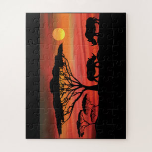 Rhinoceros im Serengeti Sunset Puzzle