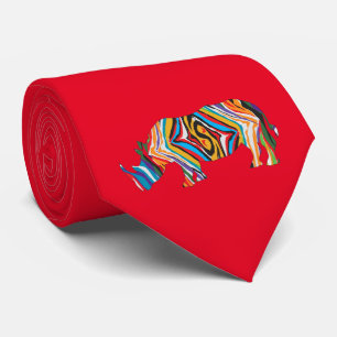 Rhinoceros in a Psychedelic Zebra Pattern Krawatte