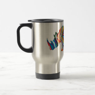 Rhinoceros in einem Psychedelic Zebra PAttern Reisebecher