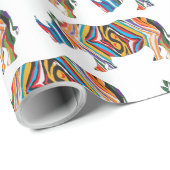 Rhinoceros in einer psychedelischen Zebra-Printwer Geschenkpapier (Rolleneckpunkt)