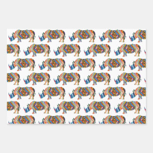 Rhinoceros in Zebra Geschenkpapier Set