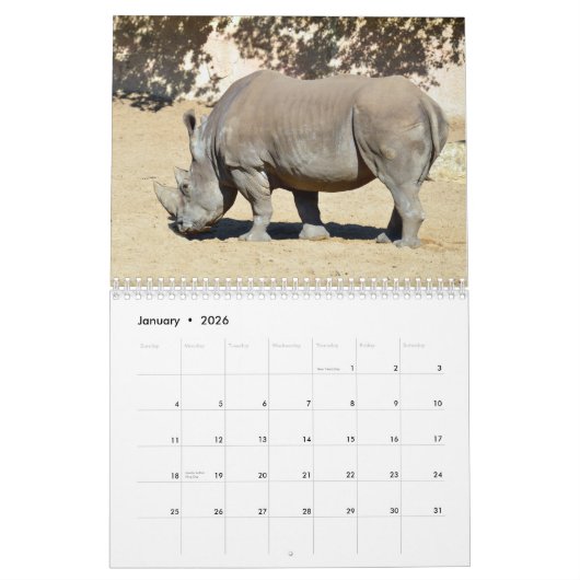 Rhinoceros-Kalender Kalender (Jan 2026)