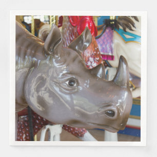 Rhinoceros Karussell-Fahrt auf Merry-Go-Runde Serviette
