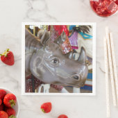 Rhinoceros Karussell-Fahrt auf Merry-Go-Runde Serviette (Beispiel)