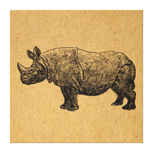 Rhinoceros Kunst, Vintag Rhino Illustration Leinwanddruck