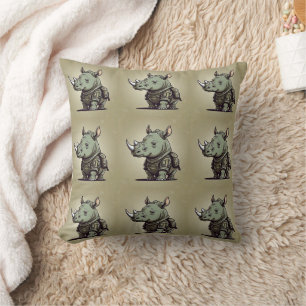 Rhinoceros Militär-Grünes Muster Kissen