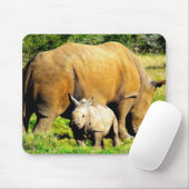 Rhinoceros Mutter und Kalb Tierwelt Fotografie Mousepad (Mit Mouse)