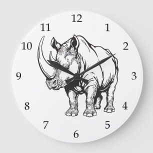 rhinoceros or rhino große wanduhr