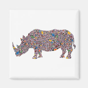 Rhinoceros-Pink-Cheetah Magnet