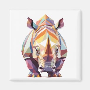 Rhinoceros Playful Adorable Fun Animal Colorful Magnet