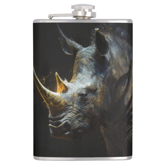 Rhinoceros Portrait Tierwelt Geist Flachmann (Vorderseite)