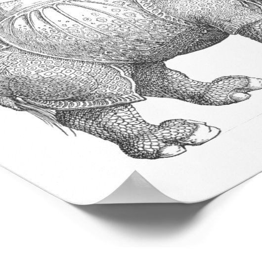 Rhinoceros Print Poster (Ecke)
