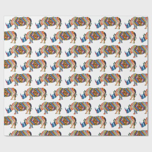 Rhinoceros Psychedelic Zebra Geschenkpapier (Flach)