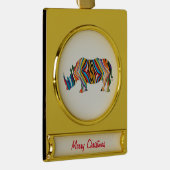 Rhinoceros Psychedelic Zebra Muster Banner-Ornament Gold (Rechts)