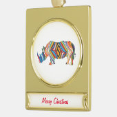 Rhinoceros Psychedelic Zebra Muster Banner-Ornament Gold (Links)