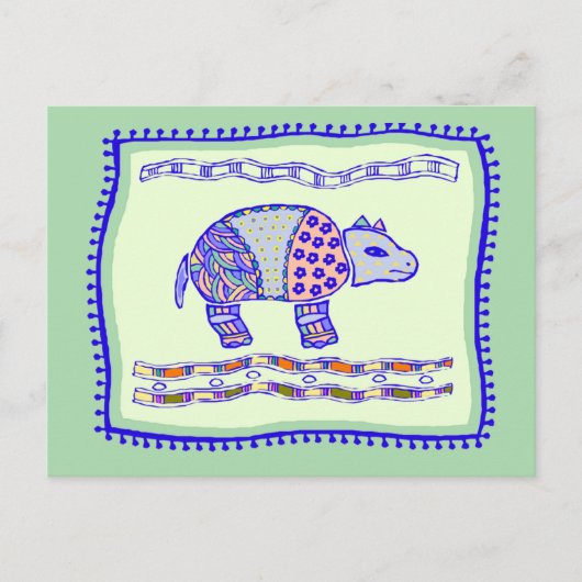 Rhinoceros Quilt Postkarte (Vorderseite)