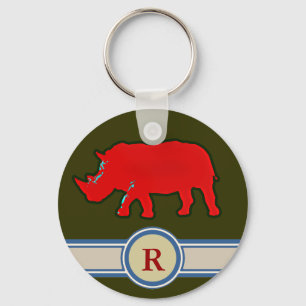 Rhinoceros R Namensbuchstabe Schlüsselanhänger