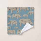 Rhinoceros Rhino Illustrationsmuster Badhandtuch Set (Waschlappen)