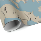 Rhinoceros Rhino Illustrationsmuster Geschenkpapier (Rolleneckpunkt)